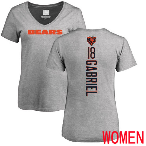 Chicago Bears Ash Women Taylor Gabriel Backer V-Neck NFL Football #18 T Shirt->nfl t-shirts->Sports Accessory